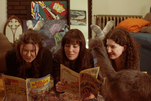 child reading to a cat