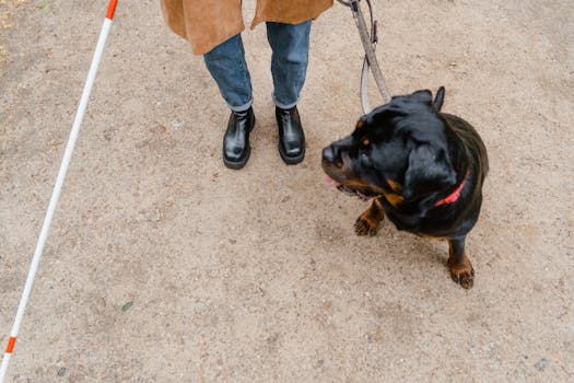 a service dog assisting a person